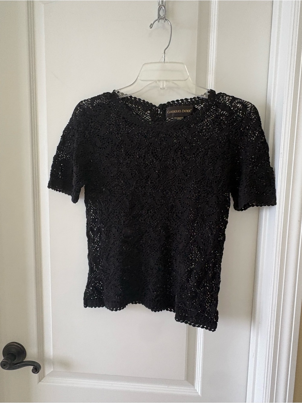 Classiques Entier Black Crochet Lace Top Size S Short Sleeve Openwork Nordstrom